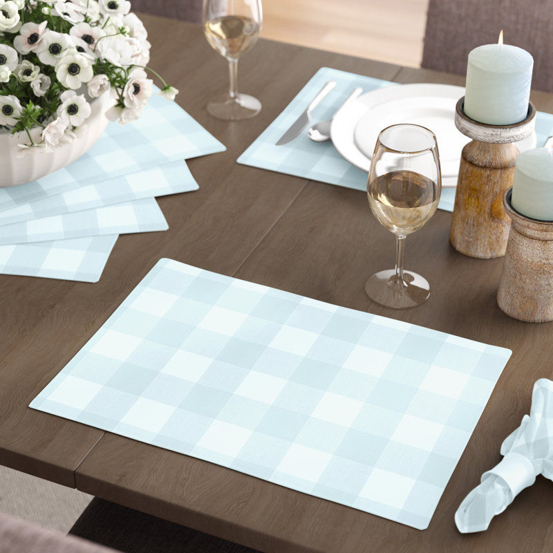 Loa 6 Piece Cotton Placemat Set, Light Blue