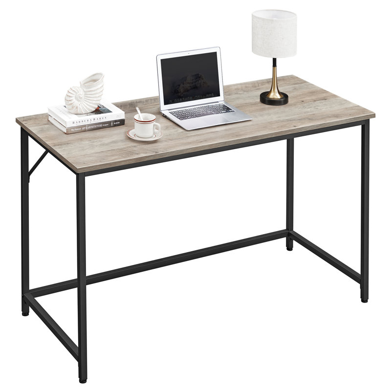Alaeyah Metal Base Computer Desk, Beige, Black