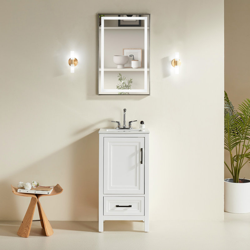 Meuble-lavabo simple autoportant de 18 po avec plateau entièrement assemblé