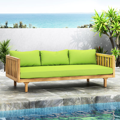 Wood Daybed Featuring Water- Cushions And Slat Panel Seating, 67.75W X 32.25D 24.00H, Color, Assembly Needed 3 Seater Made Of With & Panels, Required