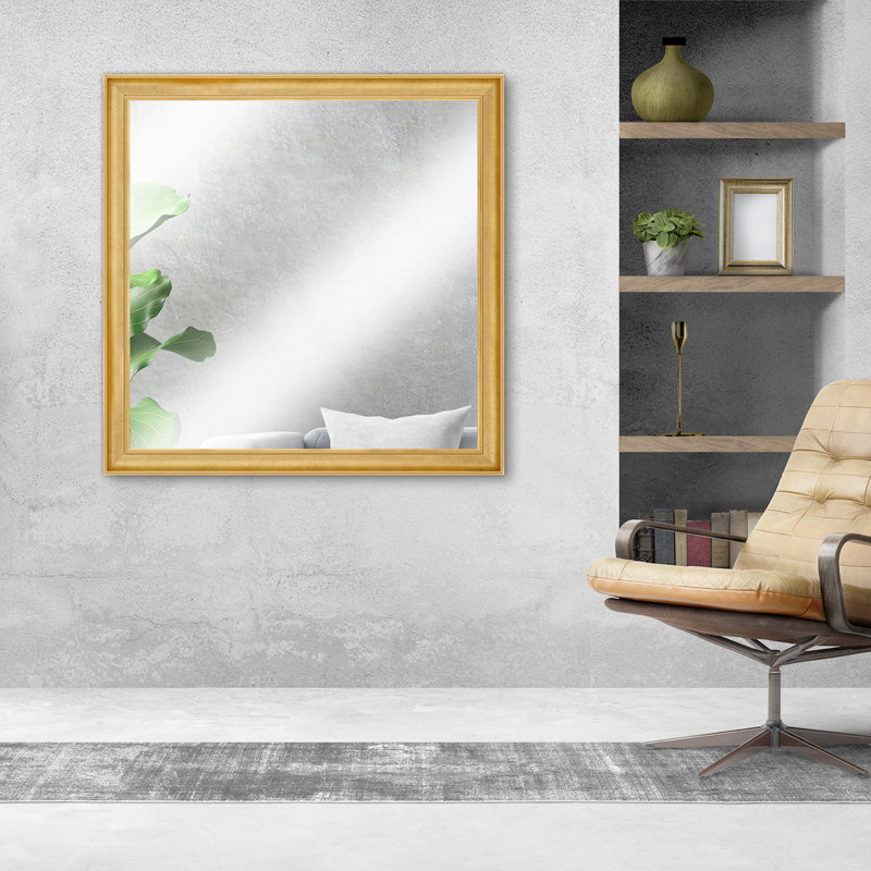 Eleganza Solid Wood Flat Mirror, Gilded Gold, 41.5" x 41.5"