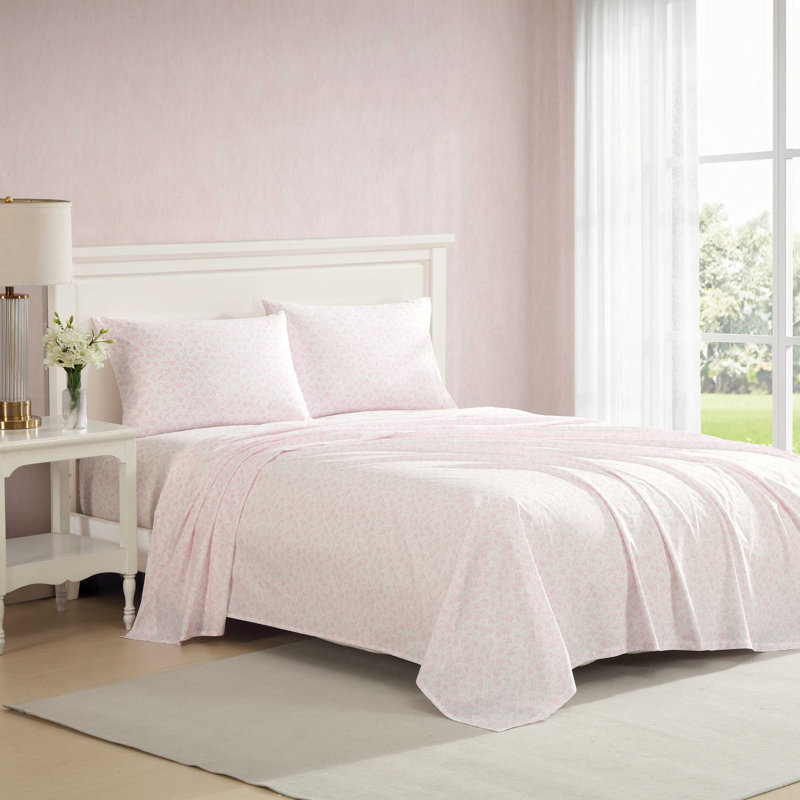 Ensemble de draps en percale de coton Percale Novelty Laura Ashley, Ensemble de draps pour lit simple TG avec 1 taie d