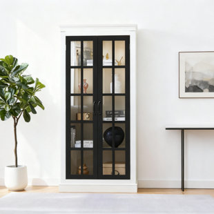 Rustic Style 71.2'' Display Cabinet With Glass Doors