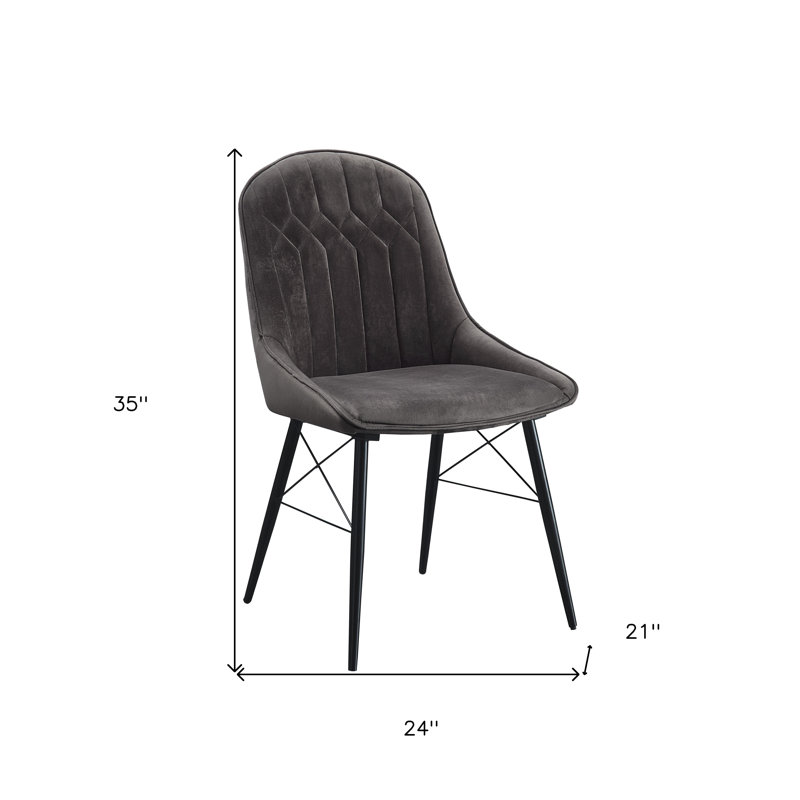 Ensemble de deux chaises d'appoint en tissu capitonné gris et noir
