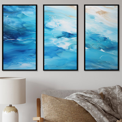 «Azure Blue Lagoon Horizon - Coastal Waves», ensemble de reproduction d'art mural