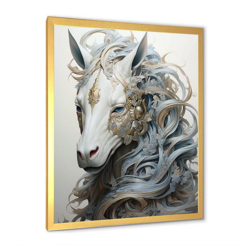 Mythical Creature Horse, reproduction d'art sur toile I, H 44 po x l 34 po x P 1,5 po, Cadre doré simple