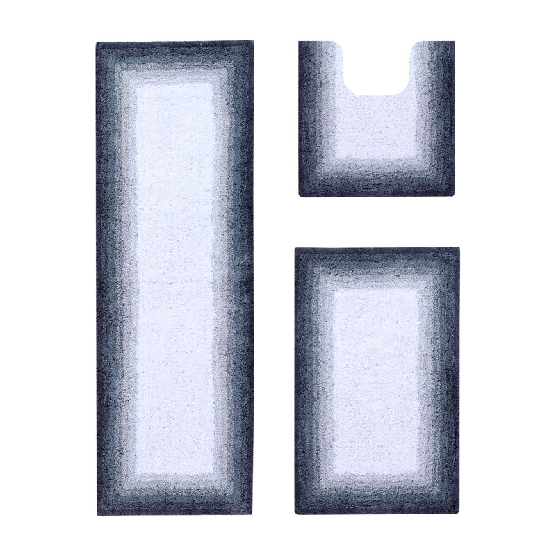 Ensemble de tapis pour salle de bain 100% coton 1615 g / m² Benine 3 pièces, certifié OEKO-TEX®, envers en latex antidérapant, tapis de bain ombrés touffetés moelleux, super absorbant, lavable à la machine, gris