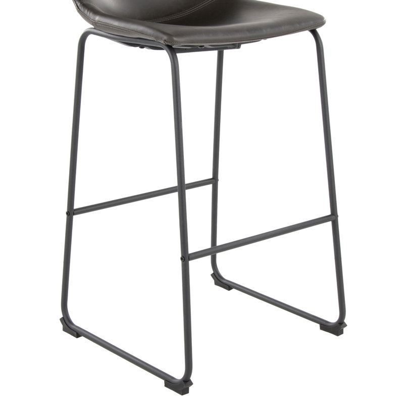 Tabouret de comptoir à hauteur fixe Duke avec coutures en zigzag, Gris, Tabouret de bar (siège d'une hauteur de 29,75 po)