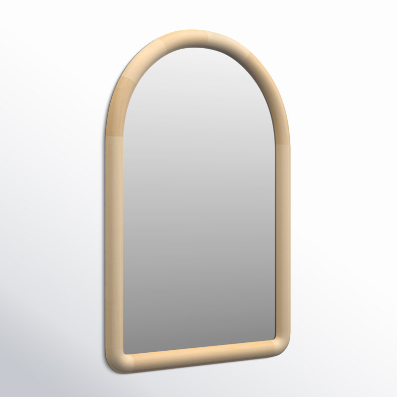 Natural Arched Wooden Wall Mirror 36" x 24"