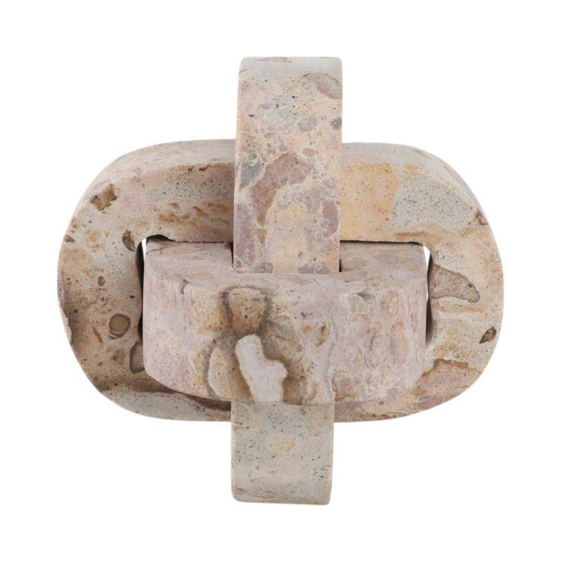 Sculpture raffinée en nœuds de marbre pour la décoration intérieure - Accent décoratif pour bureau, salon ou étagère - Ivoire et brun clair
