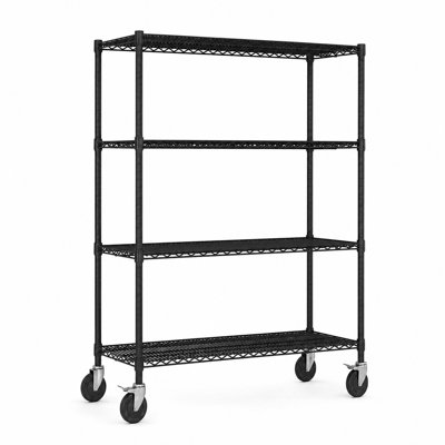 4-Tier Rolling Wire Shelving 47.2 x 17.7 x 63 in, 2640 LBS Heavy-Duty Rack with Locking Wheels for Garage & Pantry