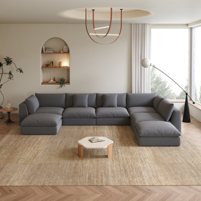 Canapé modulaire surdimensionné en U avec repose-pieds 7 pièces 156,7 po