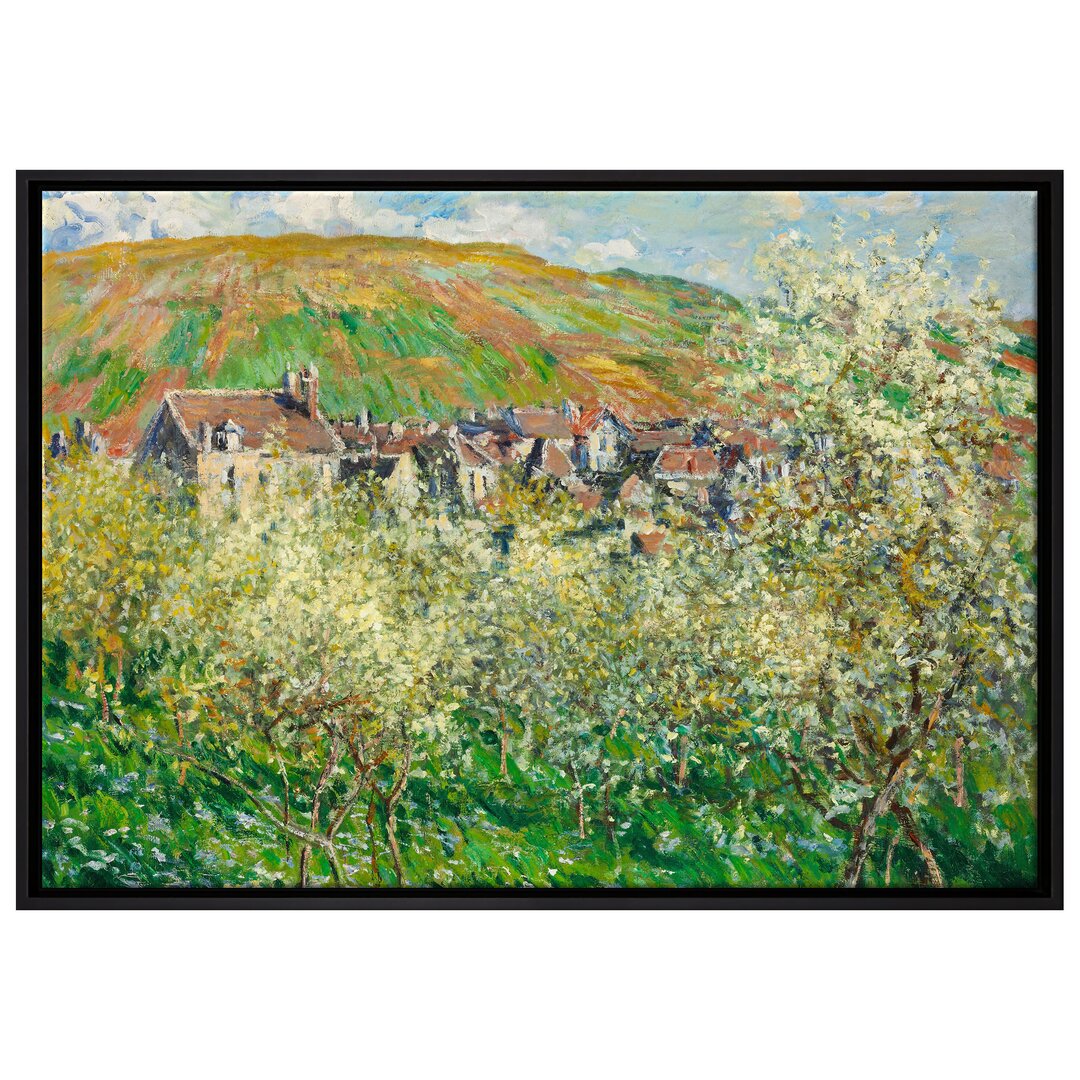 Gerahmtes Leinwandbild Flowering Plum Trees von Claude Monet