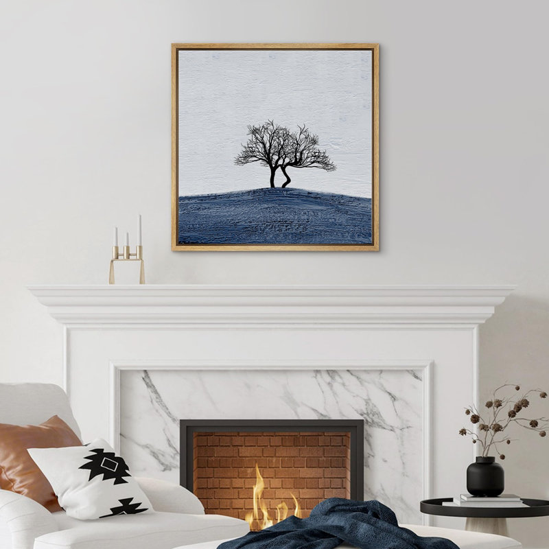 " Tree In Blue Field ", 24" H x 24" W, Natural