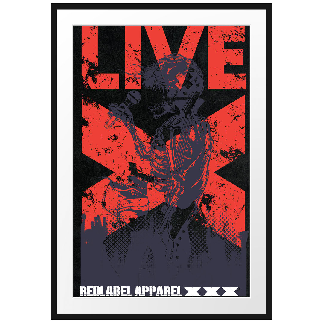 Gerahmtes Poster Live Black