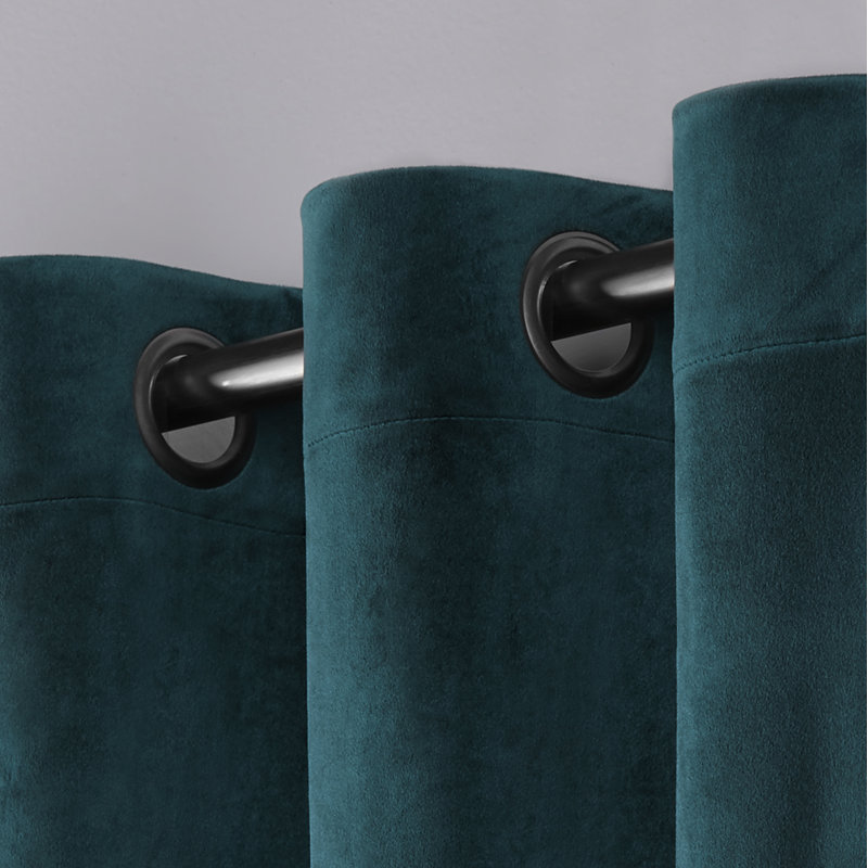 Cambra Velvet Semi-Sheer Grommet Curtain Panels, 54"W x 84"L, Teal