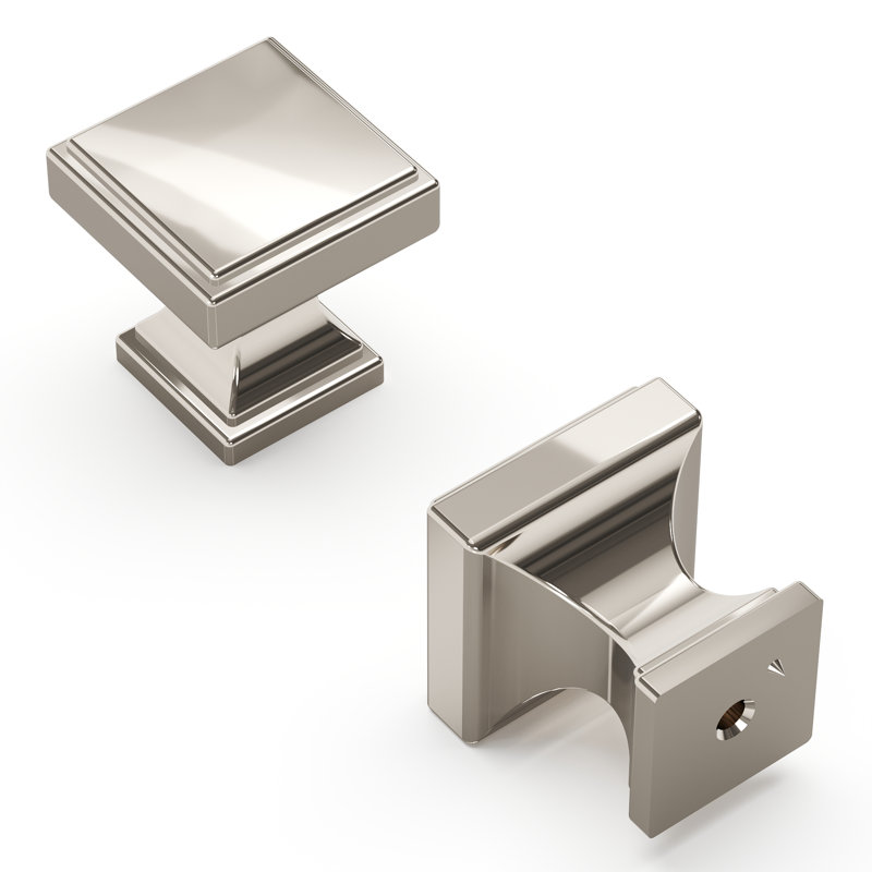 Brownstone Square Cabinet Knob, 1-1/8", Polished Nickel