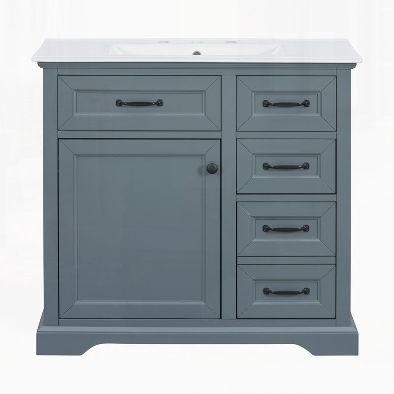 Meuble-lavabo 36 po avec lavabo, Bleu gris