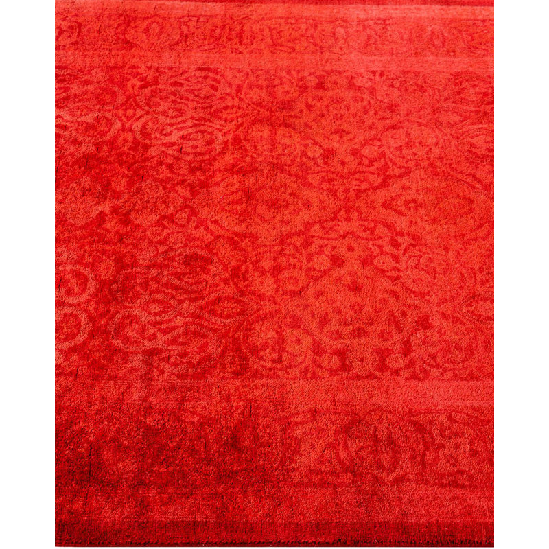 Hand-Knotted Red Wool Runner Rug 3' x 9'