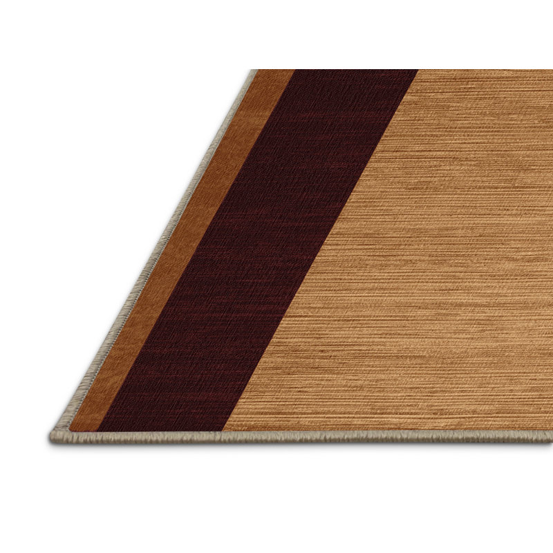 Tapis brun à rayures horizontales lavable à la machine, Rectangle 8 pi x 10 pi
