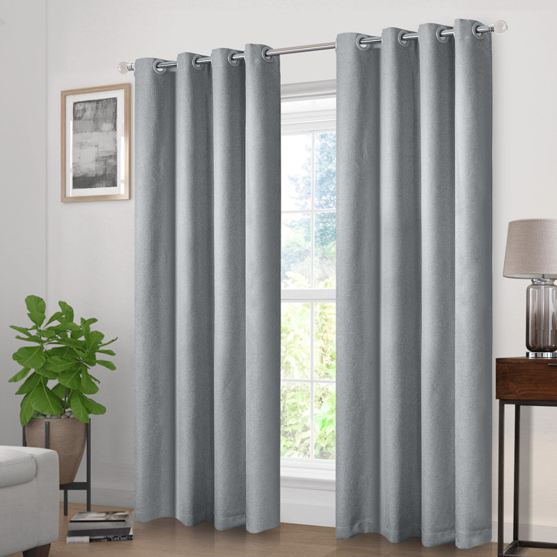 Maibach Linen Curtain Pair, Gray, 52" W x 84" L