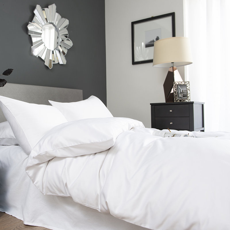 Cotton Solid Colour Duvet Cover Set with Pillowcases, White, Super King - 2 Standard Pillowcases