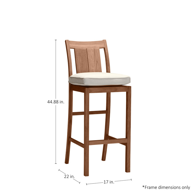Tabouret de bar 30 po Croquet, Welt, Lin marine, Teck naturel