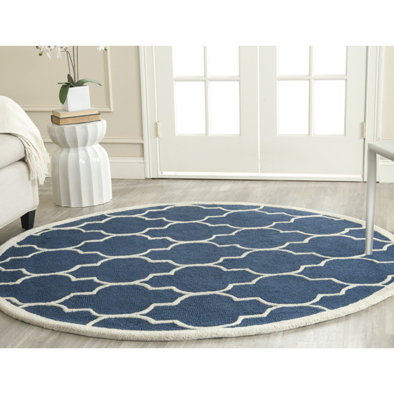Cannen Hand Tufted Wool Geometric Rug, Round 8'