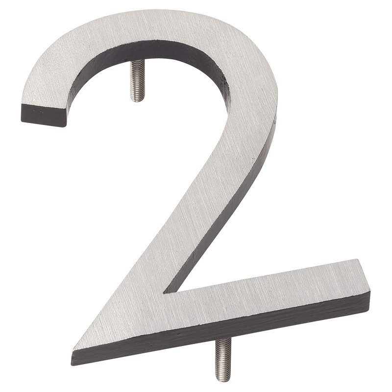 Numéro de maison à fixation flottante 6 po, 2, Nickel satiné / noir