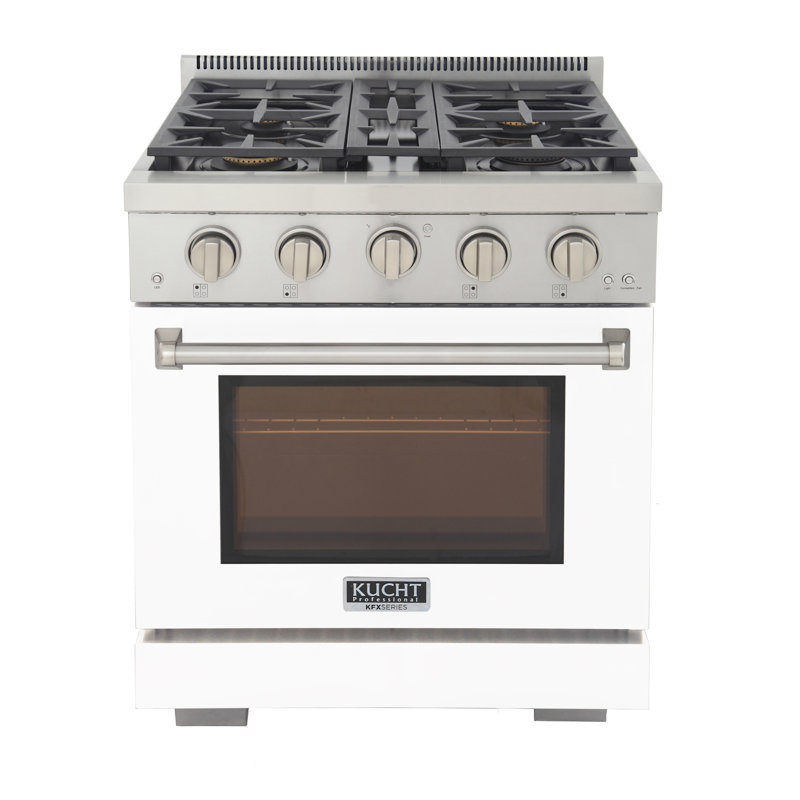 KUCHT Professional 30 in. 4.2 cu. ft. Propane Gas Range and Convection Oven in White with True Simmer Burners, Liquid Propane