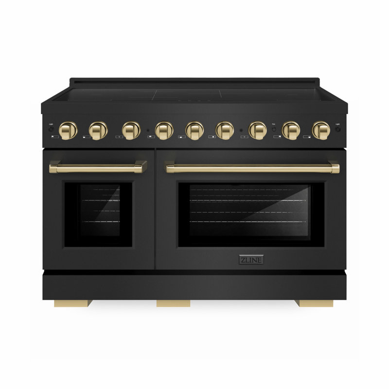 ZLINE Autograph 48 in. Paramount Induction Range in Black Stainless Steel with Gold Accents