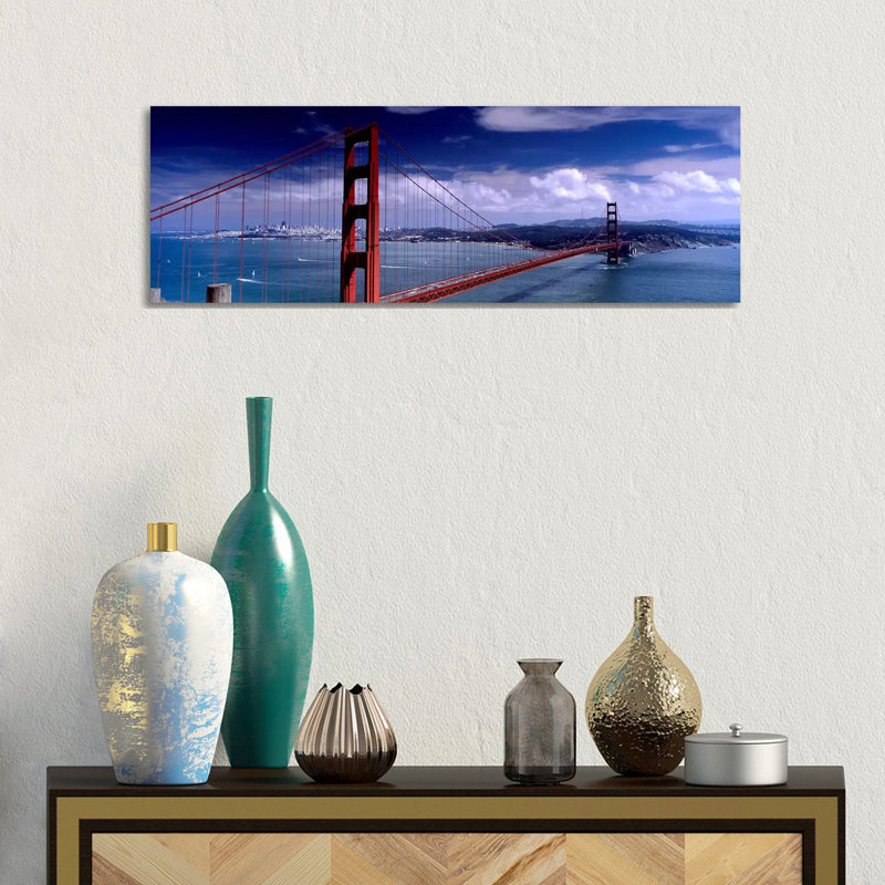 Bridge over a River, Golden Gate Bridge, San Francisco, California, USA 1 Piece Wrapped Canvas Panoramic Wall Art