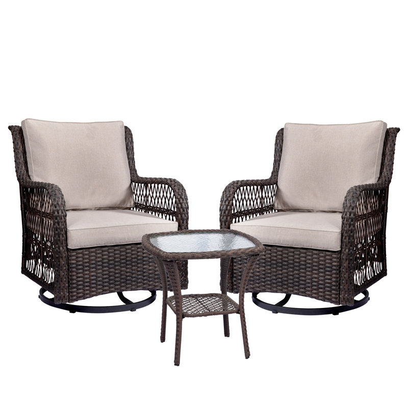 2 - Person Patio Conversation Sets with Cushions, Apricot
