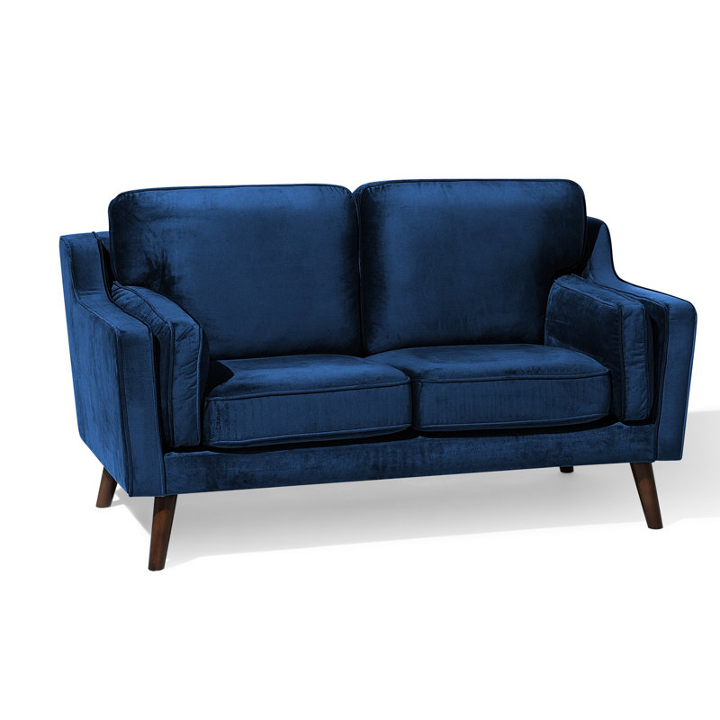 Forsyth Velvet Loveseat, Dark Blue