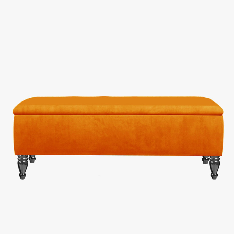 Lisbon Ottoman Bench with Storage, End of Bed Bench, Rectangle Coffee Table, Upholstered Footstools, Burnt Orange
