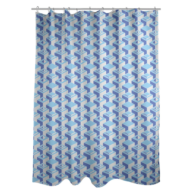 Geometric Shower Curtain, Teal/Blue