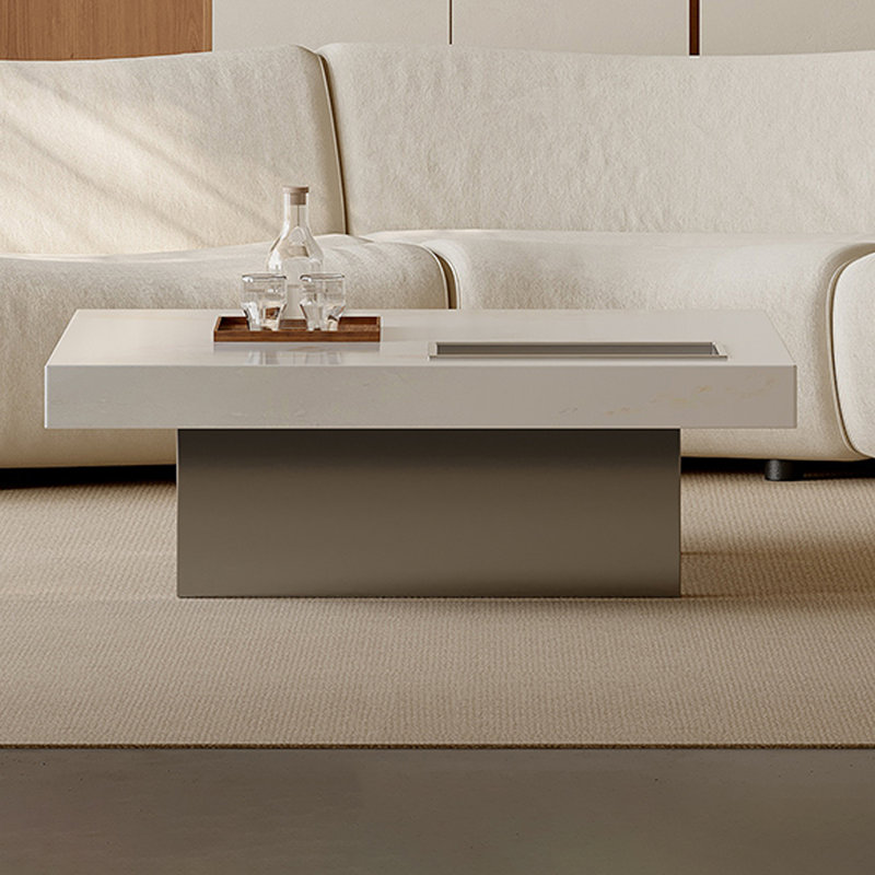 Coffee Table with Stone Top, Beige