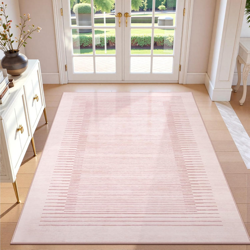 Tapis rose doux doux moderne 5 x 7 pi pour couloir de chambre à coucher, Pink