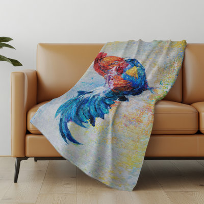 Addison Machine Washable Sherpa Rooster Throw Blanket