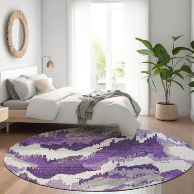 Premium Machine Washable Prisco Purple Rug