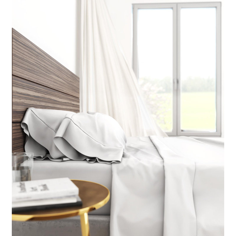 Sateen Standard Sheet Set, Cal.King Sheet Set + Fitted Sheet + 2 Pillowcases, White
