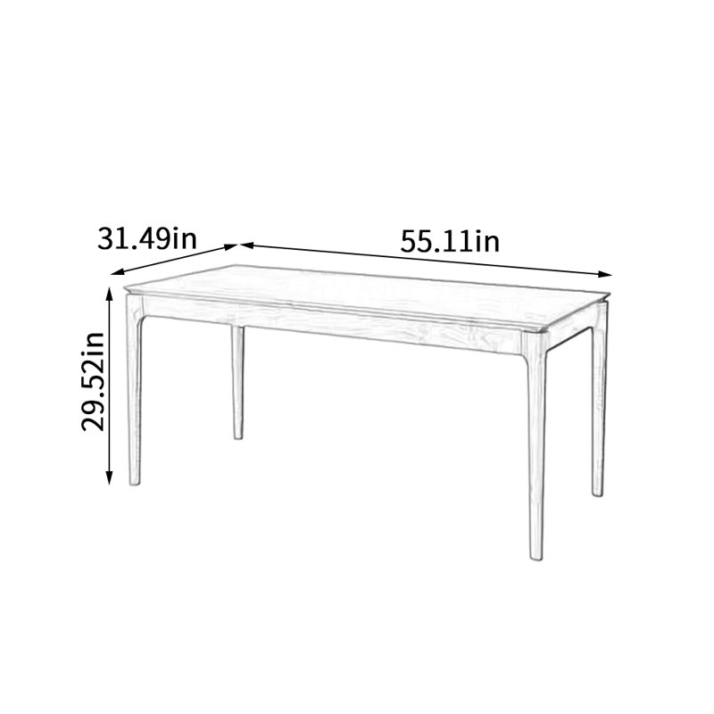 Table simple en bois massif de cerisier, H 29,52 po x L 55,11 po x l 31,49 po