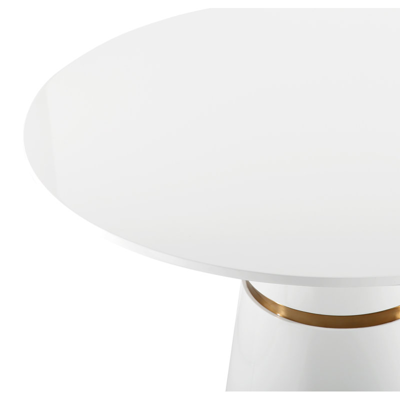 White and Gold Round Wood Dining Table for Four