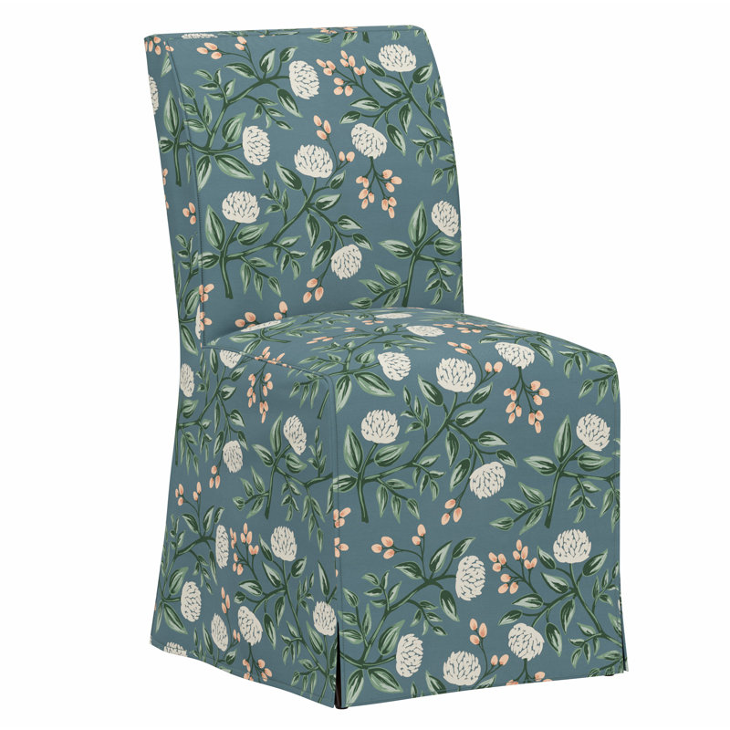 Frances Slipcover Dining Chair, Rpc Peonies Emerald Linen