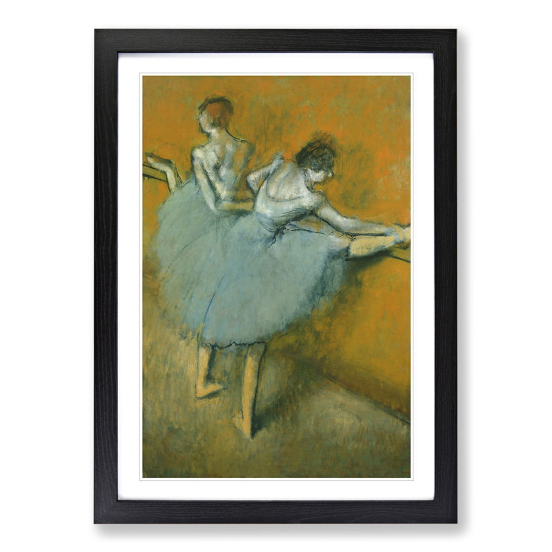 Ballet Ballerina Dancers at the Bar by Edgar Degas - Picture Frame Painting, Black Framed, 36cm H x 27cm W x 2cm D