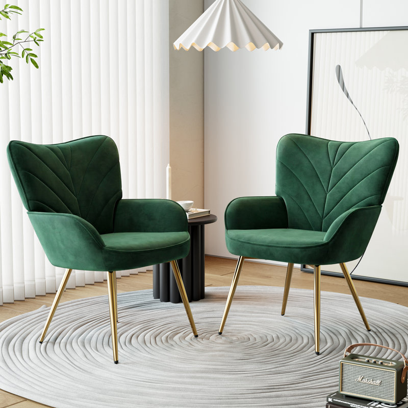 Fauteuil à oreilles Modern Velvet, Vert