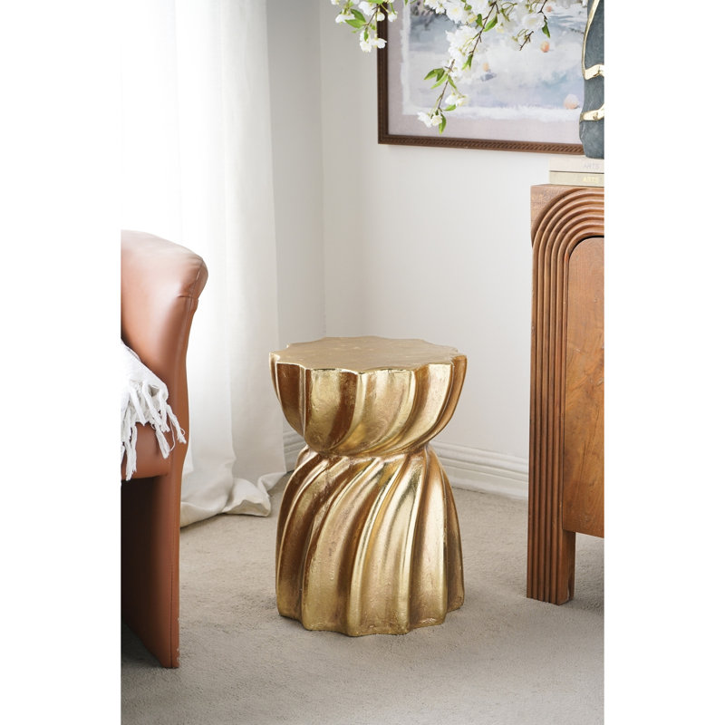 Tabouret doré en magnésium avec tourbillon - conception inspirée, idéal pour le salon et le vestibule 14 x 14 x 18,7 pouces