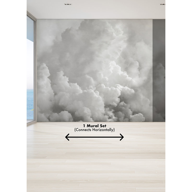 Murale Dans les nuages gris tourterelle, gris