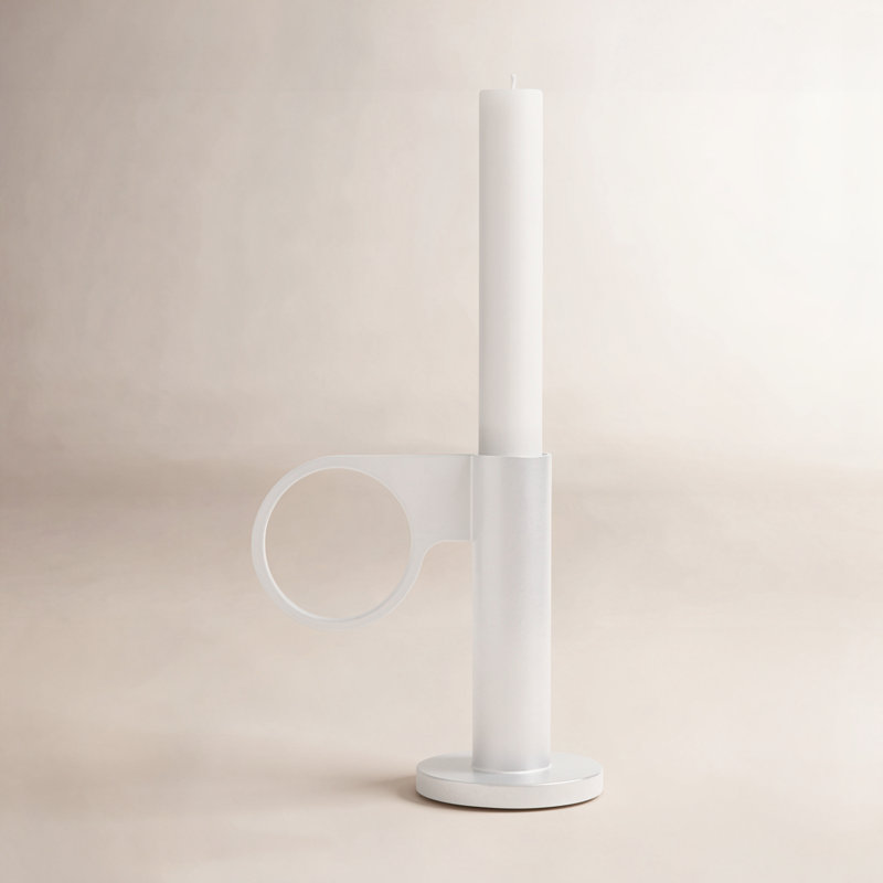 Who Goes There? Candlestick, Putty, 5" H x 4" W 