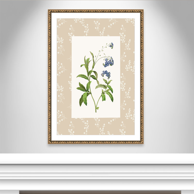 «Botanical Plate I Print» par Susan Jill, 34.5'' W x 48.5'' H, Matted Print, Gold Leaf Beads